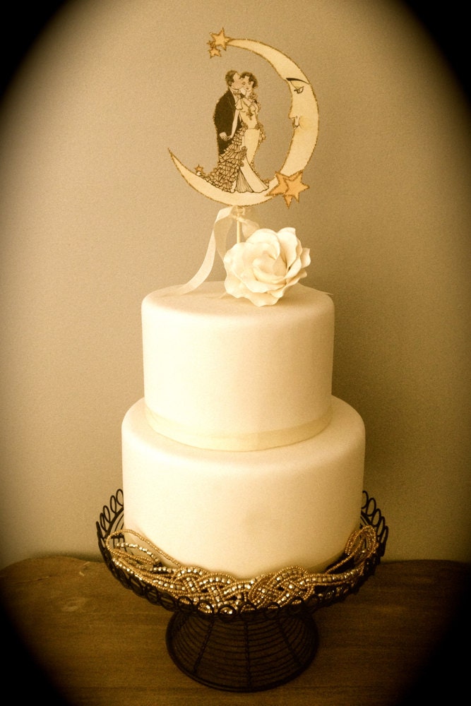 deco wedding cake toppers deco wedding cake topper moon outlined by jolieenrosevintage deco wedding cake toppers deco wedding cake topper moon outlined by jolieenrosevintage