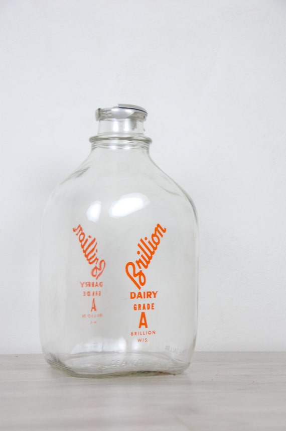 Vintage One Gallon Brillion Milk Jug with Metal Lid