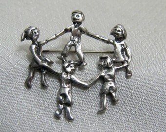 Vintage Sterling Ring Around the Rosy Brooch