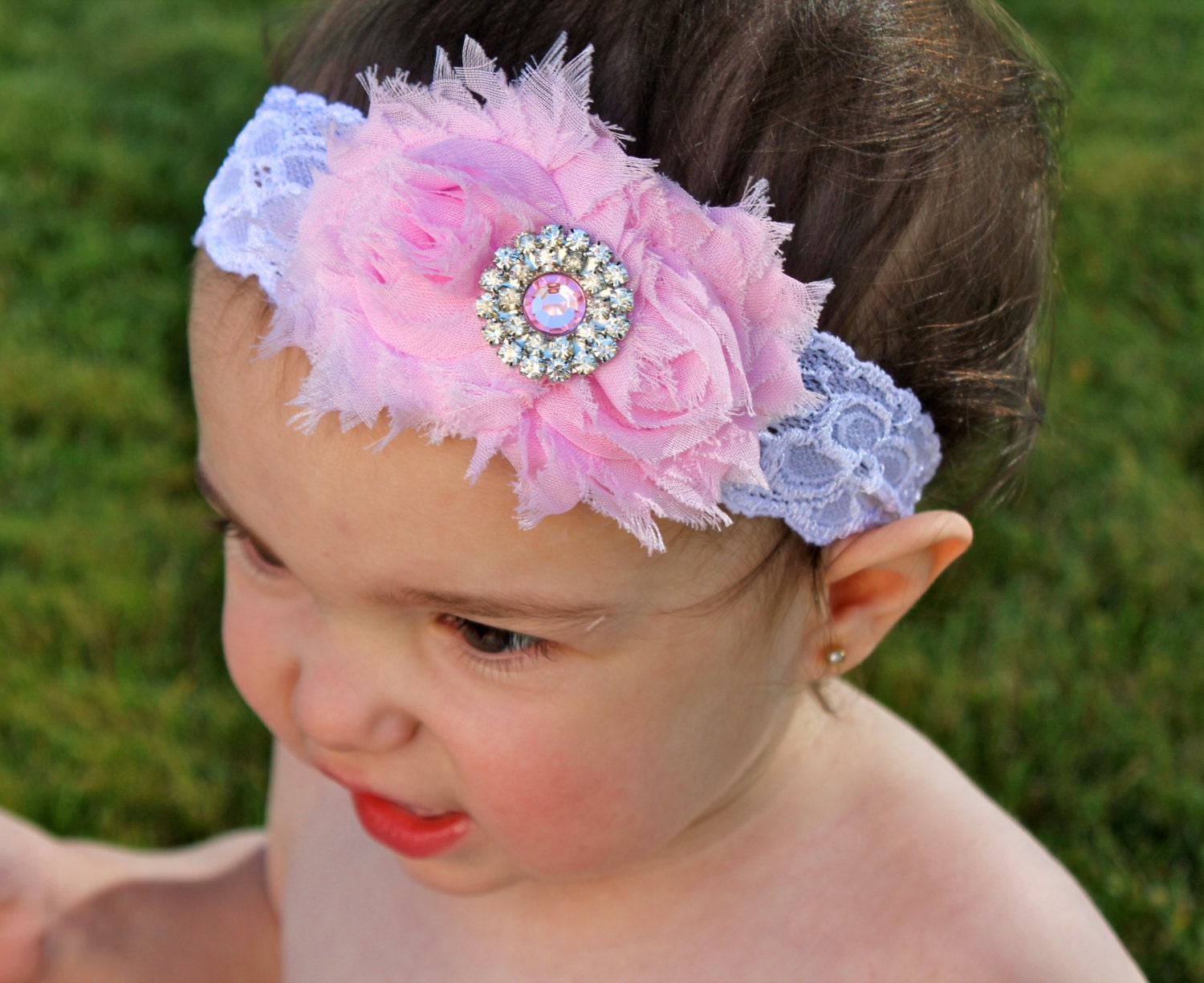 Pink Baby Headband Lace Flower Headband Baby Flower