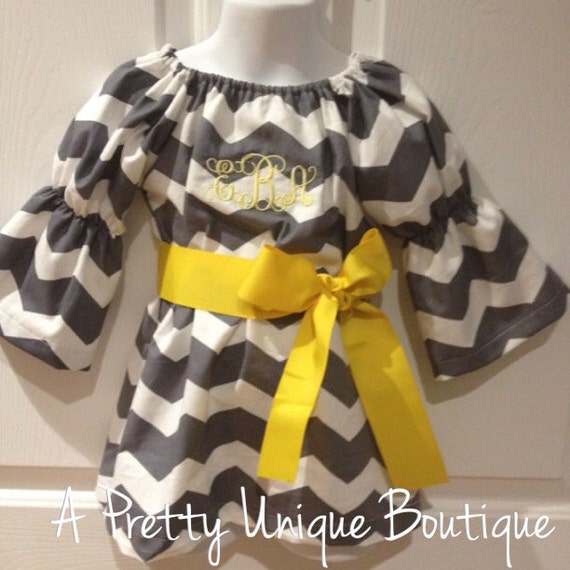Chevron Peasant dress with bow