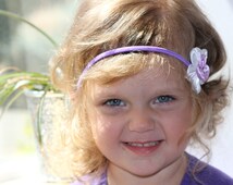 Infant kanzashi headband with lavender and white flower little girl photo prop birthday headband wedding flower - il_214x170.624694178_kel5