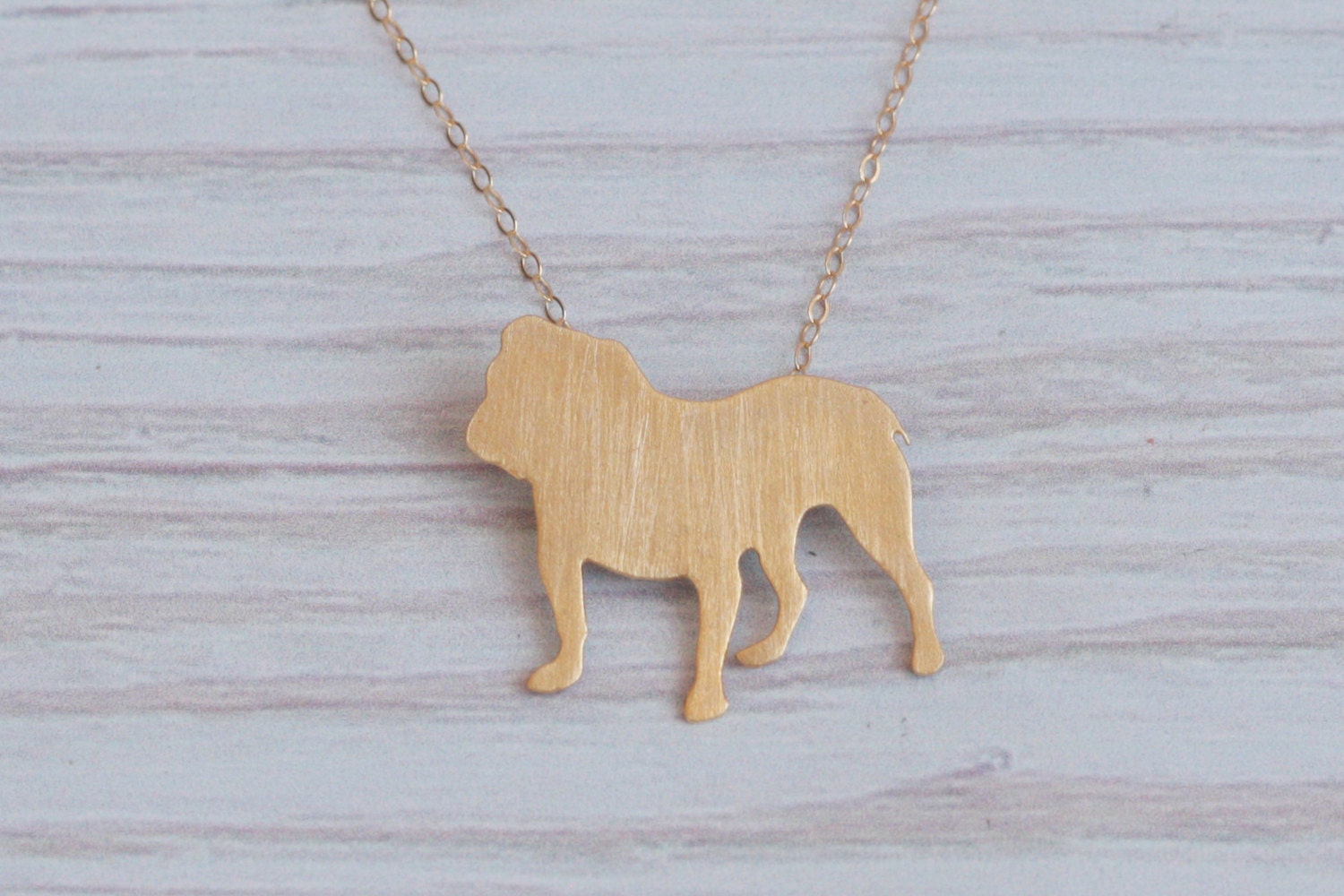 English Bulldog Necklace Gold Dog Silhouette Carm Bulldog