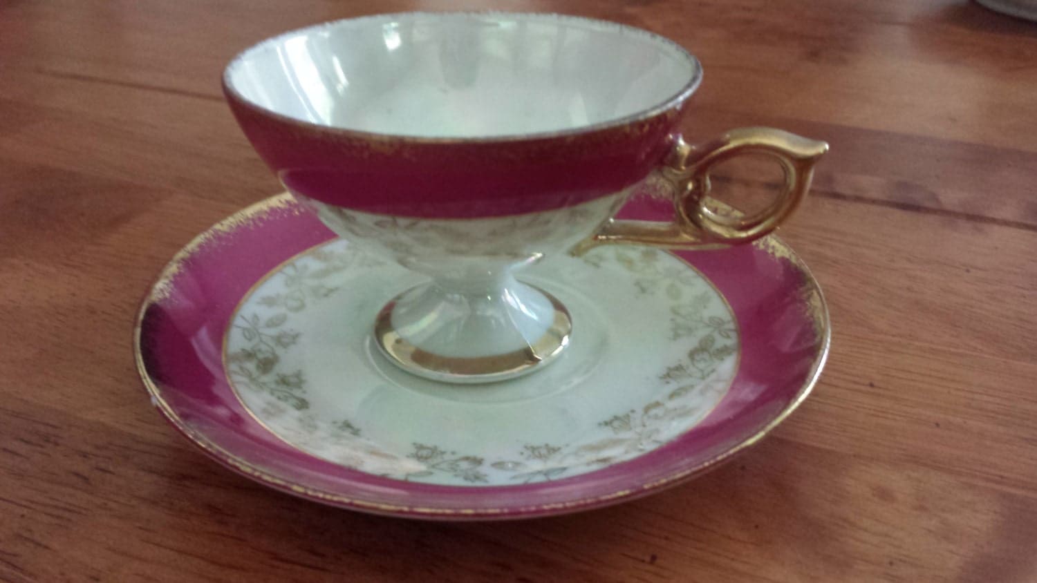 Vintage Lefton China Hand Painted Tea Cup and Saucer