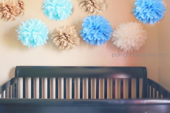 Boy Nursery Poms / It's a Boy / Birthday Decoration / DIY / New Baby Decor / Wedding Decor / Nautical Room Decor Il_570xn