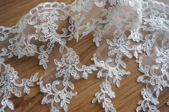 bridal veil lace trim in ivory alencon lace trim for wedding