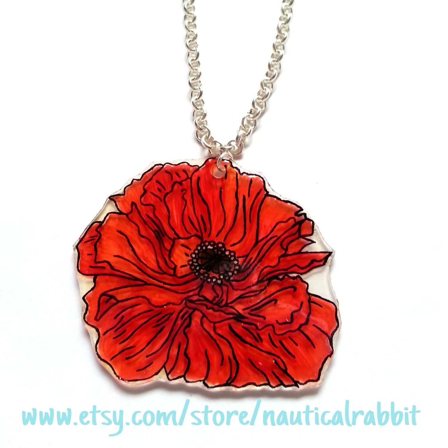 California Poppy Necklace by NauticalRabbit on Etsy