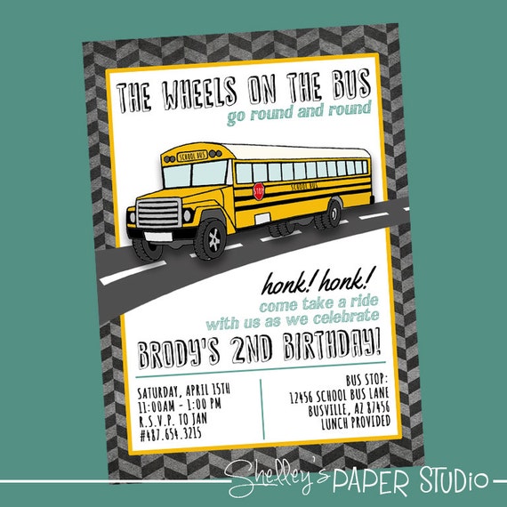 Items similar to School Bus Birthday Party Invite on Etsy