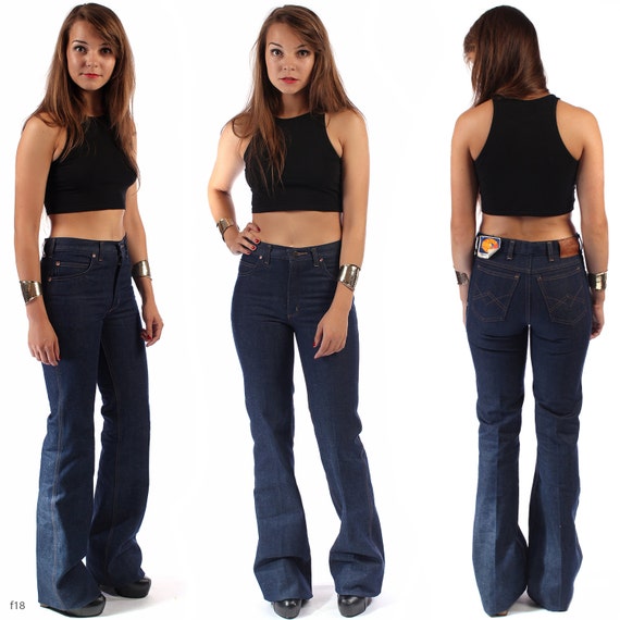 1970s FLARE JEANS . Vintage 70s Hippie Bohemian Bell Bottom