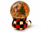 SNOW GLOBE PRINT, 5x7 Wall Decor, Vintage, Art, Christmas Decor, Holiday Hostess Gift, Nursery, Kids, Red, Green, Yellow, Etsy, ArtBJC