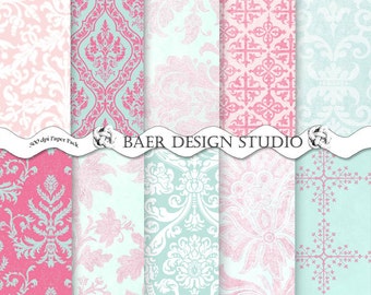 TOILE Background DIGITAL PAPER Black and Ivory Toile Paper