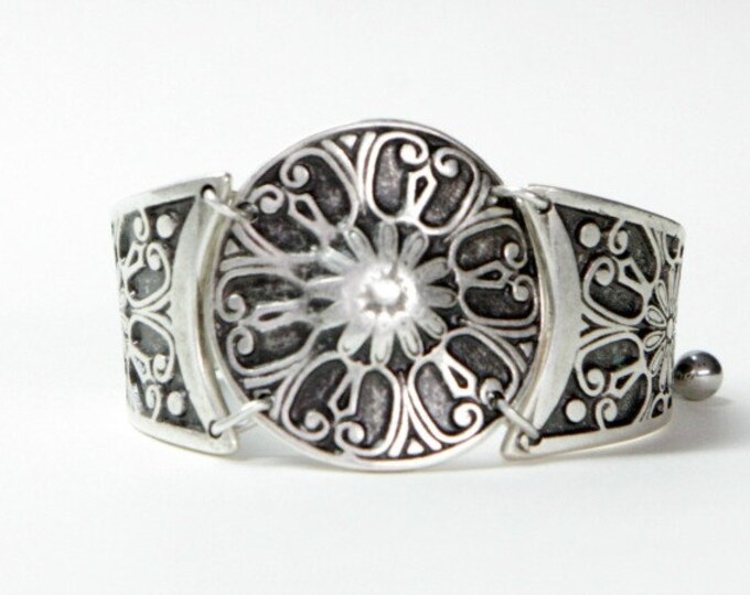 Silver cuff - Large cuff - Medieval Bracelet - women cuff - women bracelet - silver plated cuff - silver plated bracelet - girlfriend gift