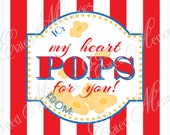 My Heart Pops For You - Valentine Tag - Popcorn Favor - DIY Printable Party Il_170x135