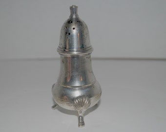 silver plate salt shaker EPN silver / footed salt shaker/ clam shell