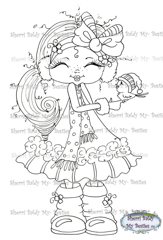 INSTANT DOWNLOAD Digital Digi Stamps Big Eye Big Head Dolls Digi Winder Dreams Besties IMG380 By Sherri Baldy