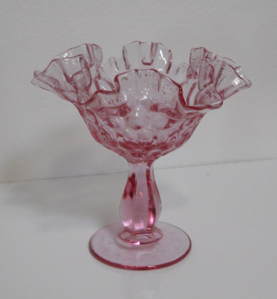 Vintage Fenton Pink Glass Pedestal Compote Candy Dish