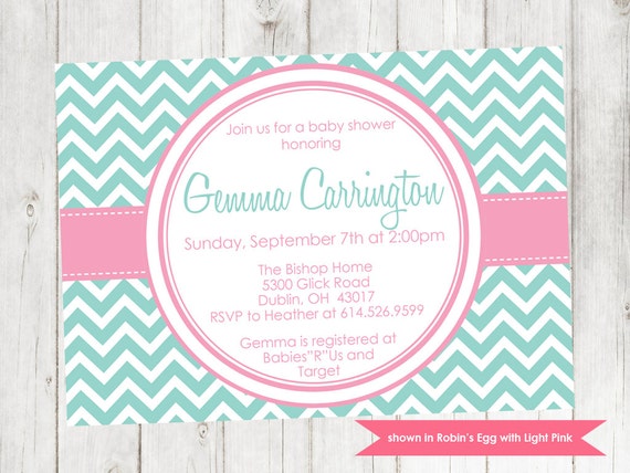 Baby Shower Invitation - Printable Shower Themed Chevron Invite - Colors and Text Customizable Il_570xn