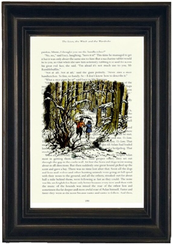 narnia book page print recycled book page