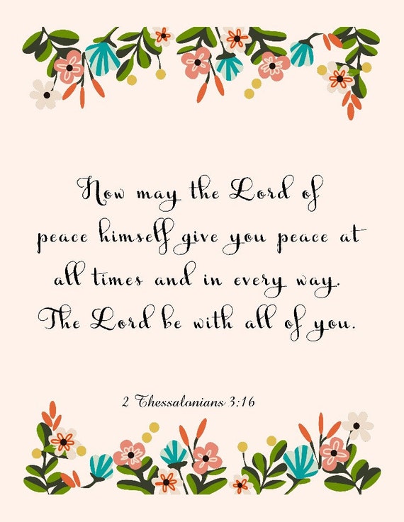 Items similar to Bible Quote Art - 2 Thessalonians 3:16 - 8.5X11 ...