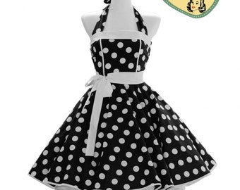50's vintage dress full skirt black white polka dots classic Tailor Made after your measurements #0031