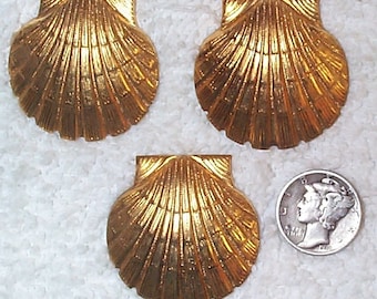 Vintage Very Detailed, Well-Struck Sea Shell Brass Stamping
