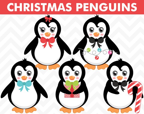 40% OFF SALE Clipart Christmas Penguins Vector EPS Commercial Use Il_570xn
