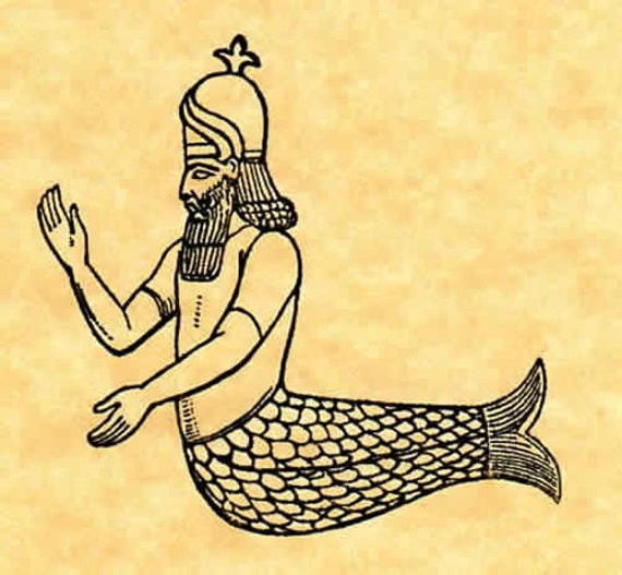 Mesopotamian Fish God Dagon Rubber Stamp