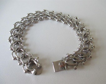 Vintage 29.2 gms Sterling Silver Bracelet for Charms / Double Link ...