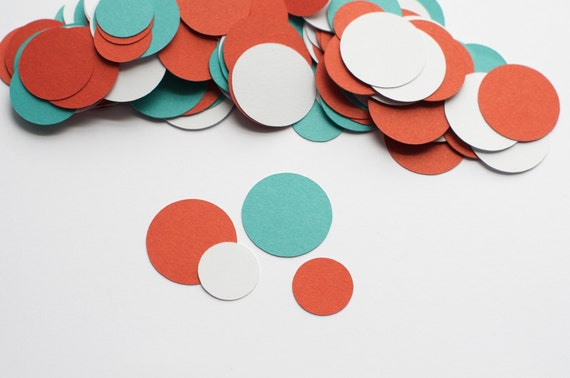 Red and Turquoise Party Decoration Circle Confetti Il_570xn
