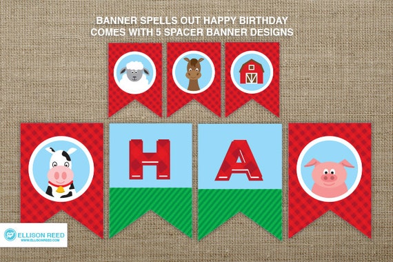 Items Similar To Farm Printable Farm Birthday Banner Farm Birthday 