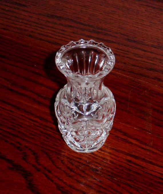 LEAD CRYSTAL Toothpick Holder Shot Glass Clear Star Diamond