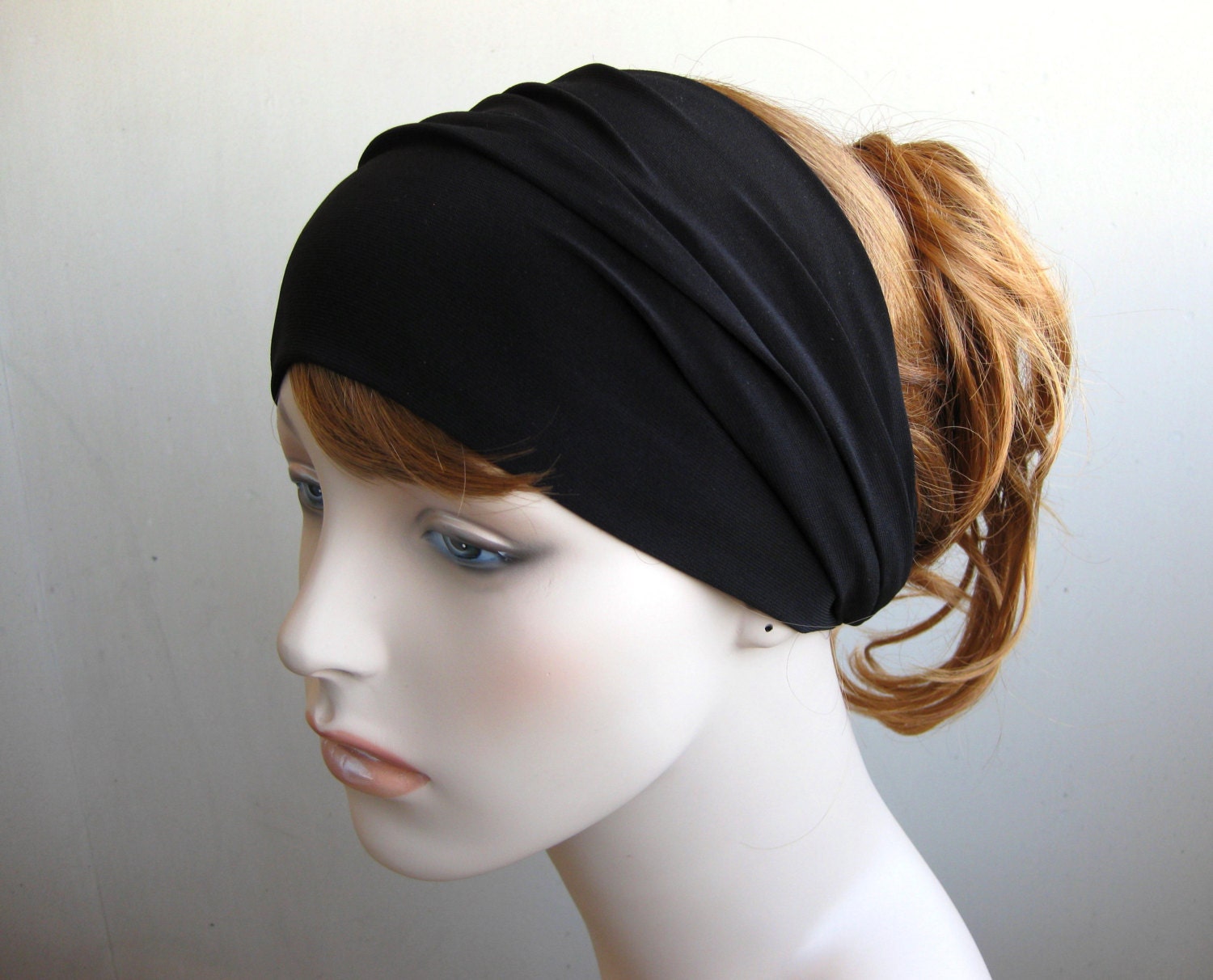Black Turban Dreadlock Head Wrap Women's Yoga by FlowerCityThreads