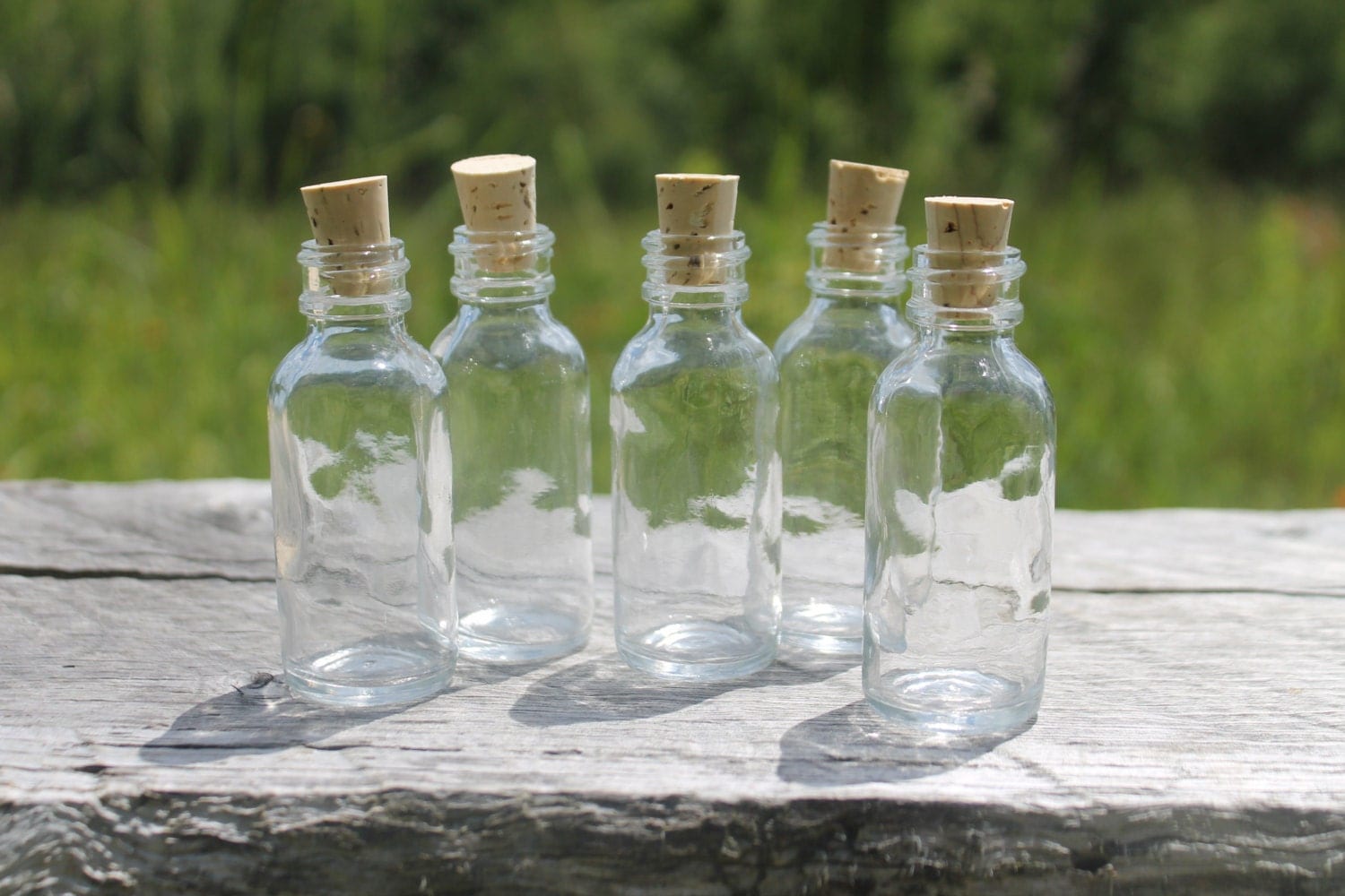 Tiny Flint Glass Bottles with Cork Tops1oz and 2oz Belle