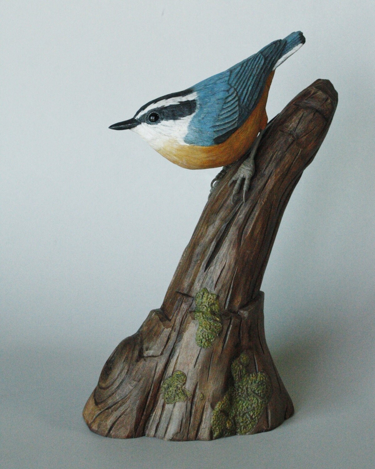 RedBreasted Nuthatch Wood Carving Handmade Gift One of a Kind
