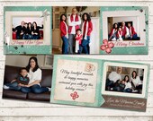 Christmas Photo Card - Trifold - 5x5 Printable Download, Multi Photo - Distressed, Rustic, Snowflakes - Happy New Year, Seasons Greetings Il_170x135