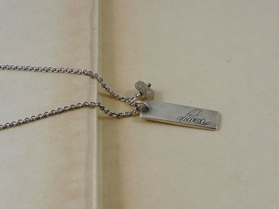 kristinlarsonjewelry on etsy raw diamond name tag necklace