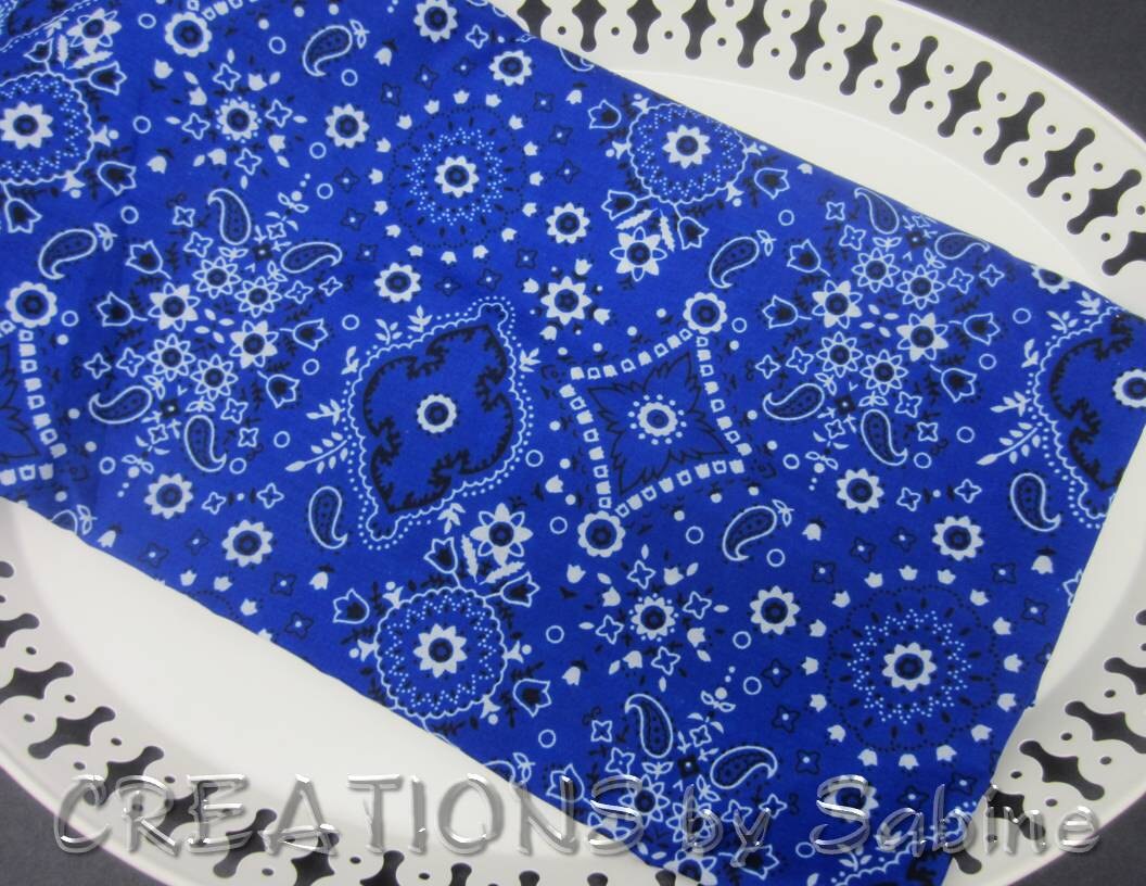 2.8 yards blue Bandana Pattern Fabric 102 by CREATIONSbySabine