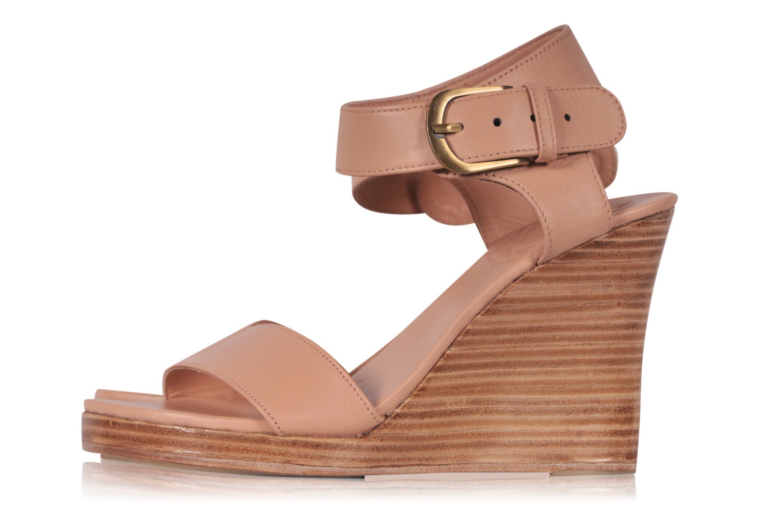 DREAMER. Nude leather wedges / women shoes / high heels