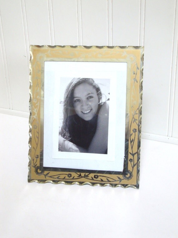 VINTAGE ETCHED FRAME Stencil Mirror Mirrored Picture