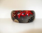 Vintage Bangle Bracelet, Jewelry, Women's Accessory, Floral, Asian, Gift for her