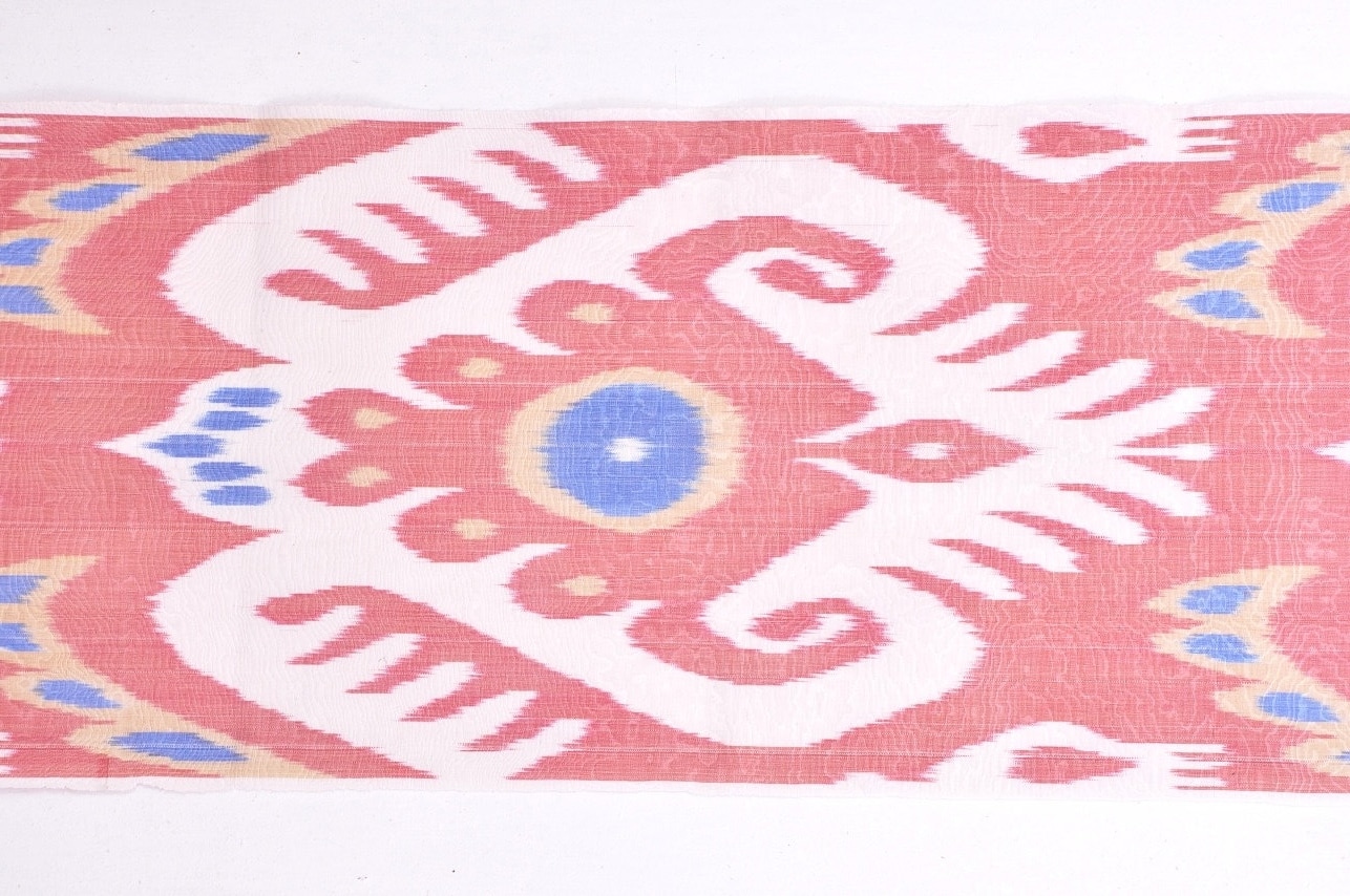 Pink Ikat fabric 3 yards Upholstery by EasternHomeDecor on Etsy