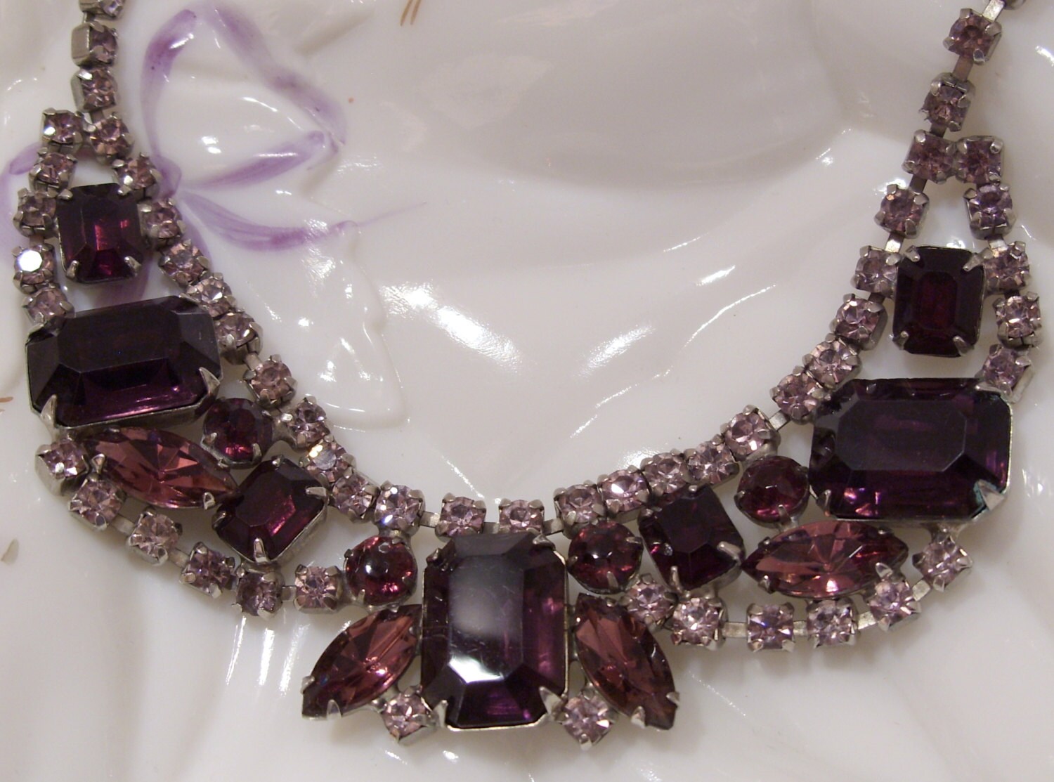 Purple Rhinestone Choker Necklace