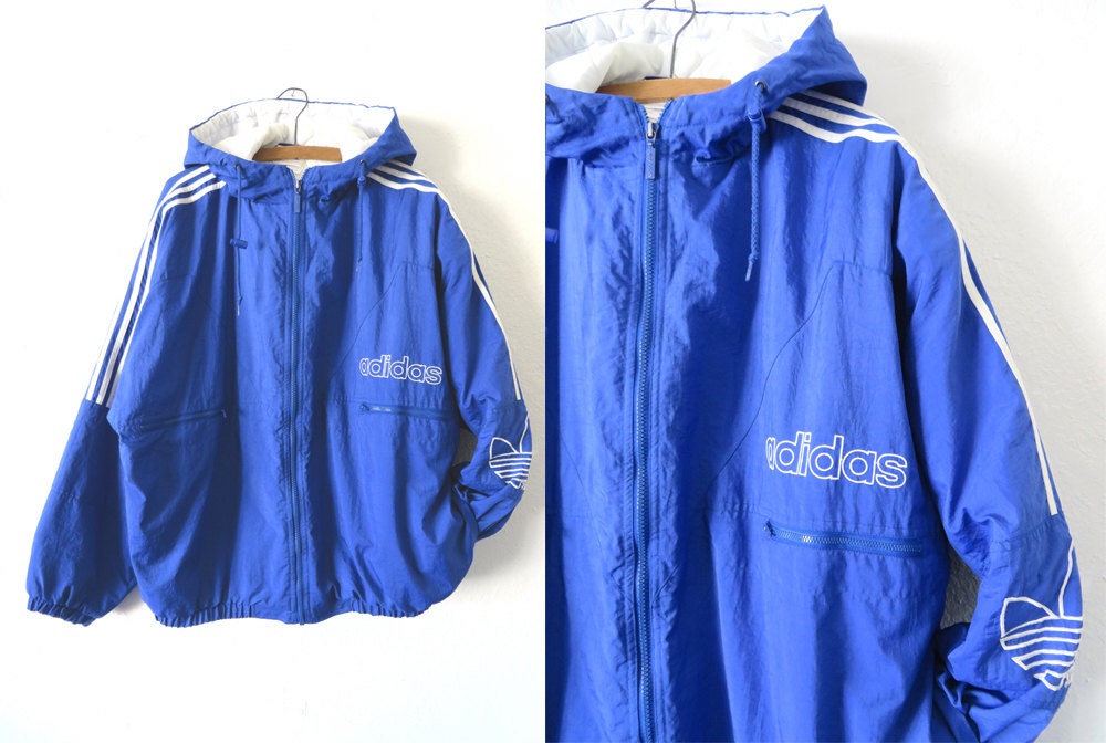 90s Puffy Adidas Jacket Sporty Hip Hop Style Royal Blue Club