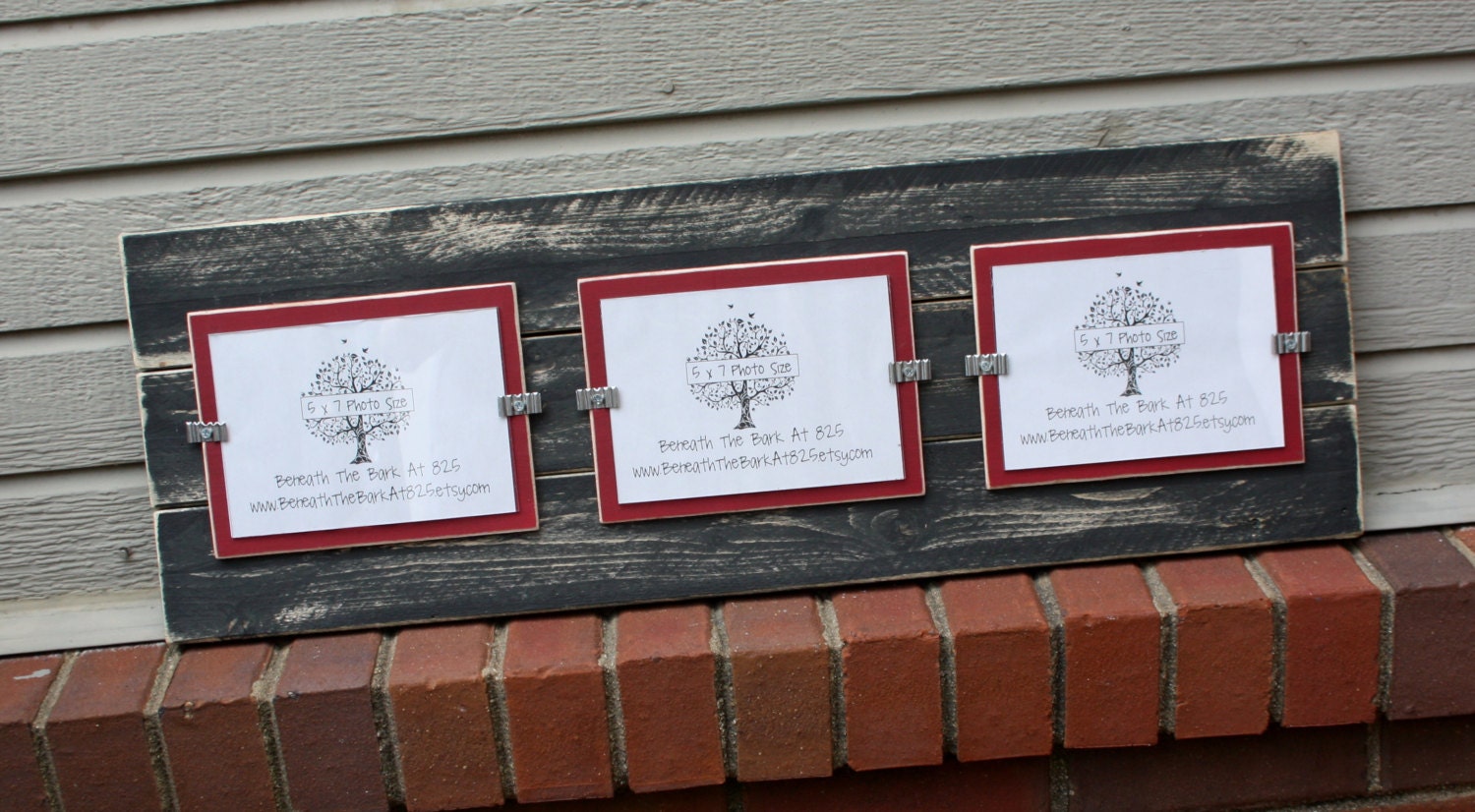 Triple 5x7 Distressed Wood Picture Frame Holds 3 5x7