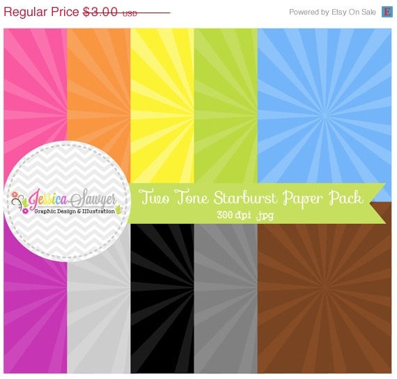 50% OFF - INSTANT DOWNLOAD, starburst digital paper pack - carnival backgrounds - two tone - colorful - printable papers - card making Il_570xn