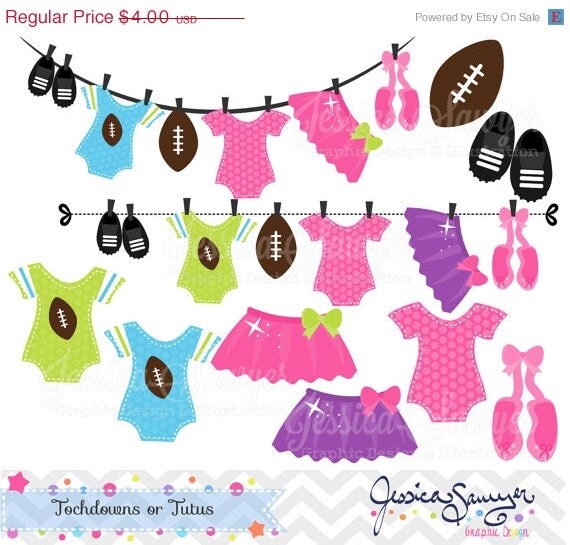 50% OFF - INSTANT DOWNLOAD, touchdowns or tutus clipart, gender reveal clip art, for commercial use, personal use Il_570xn