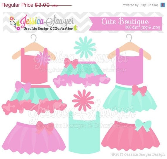 50% OFF - INSTANT DOWNLOAD, tutu clipart, boutique logo, aqua and pink, for scrapooking, invitations, commercial use Il_570xn