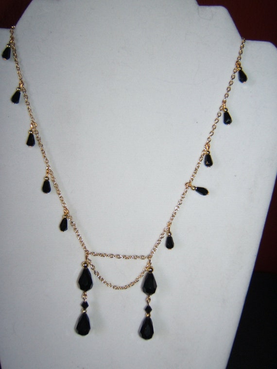 Black and Gold Necklaces and Earring Set by BJDevine on Etsy