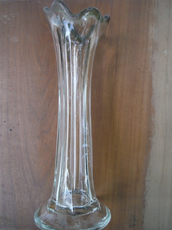 Clear glass vase with gold trim