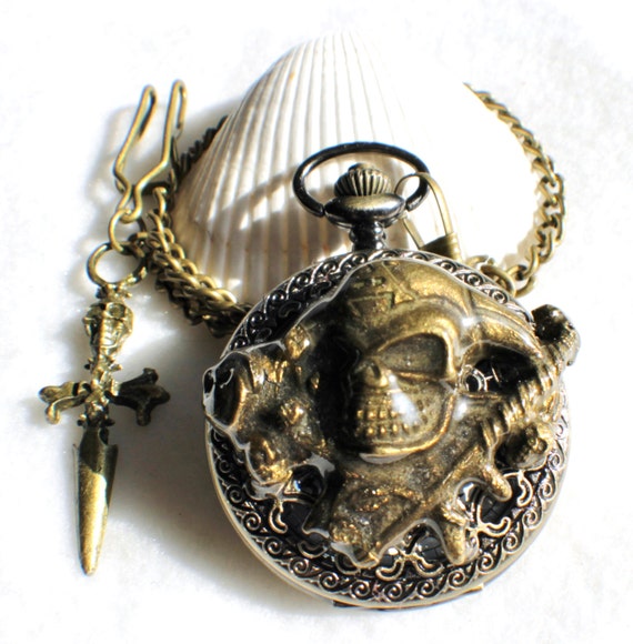 Pirate pocket watch men's pocket watch front case is